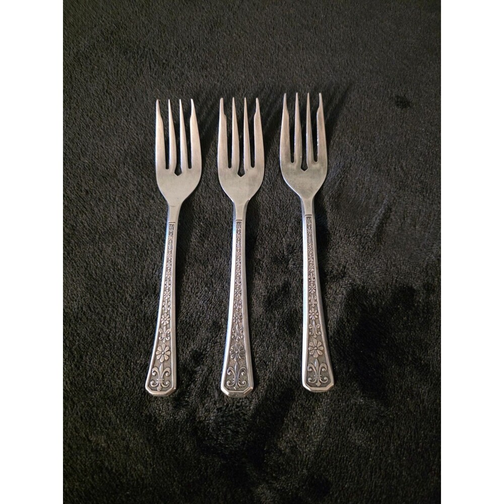 Set Of 3 Interpur "Florenz" Pattern Stainless Steel Salad Forks Japan